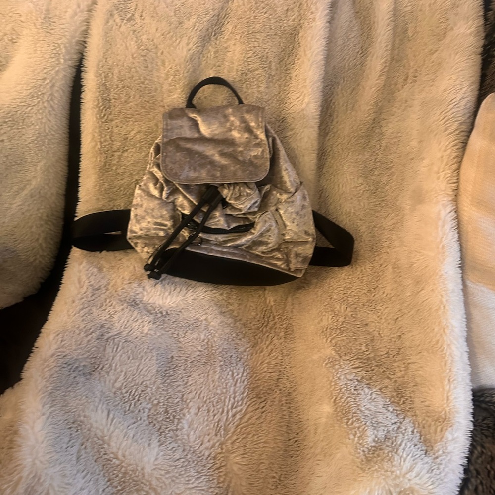 Elegant Silver Velvet Backpack